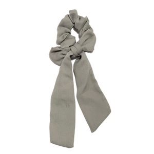Solid Gray Scrunchie Hair Tie Bow Scarf